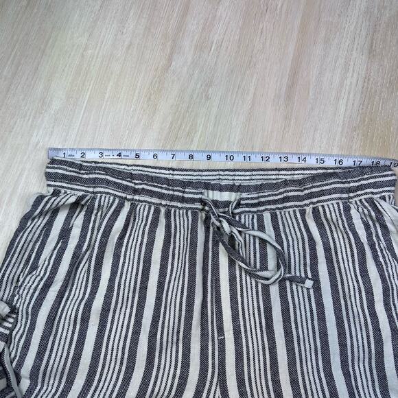 Old Navy Elastic Drawstring Waist Linen Blend Striped Wide Leg Pants Large - Picture 9 of 14